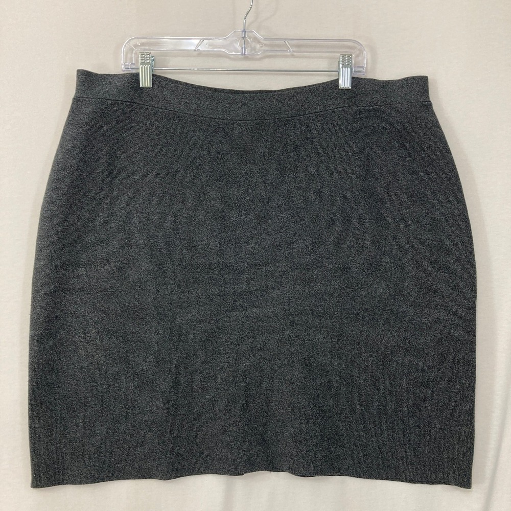 Eileen‎ Fisher Knit Pencil Skirt size 1X Gray Wool Blend Stretch Preppy Office
